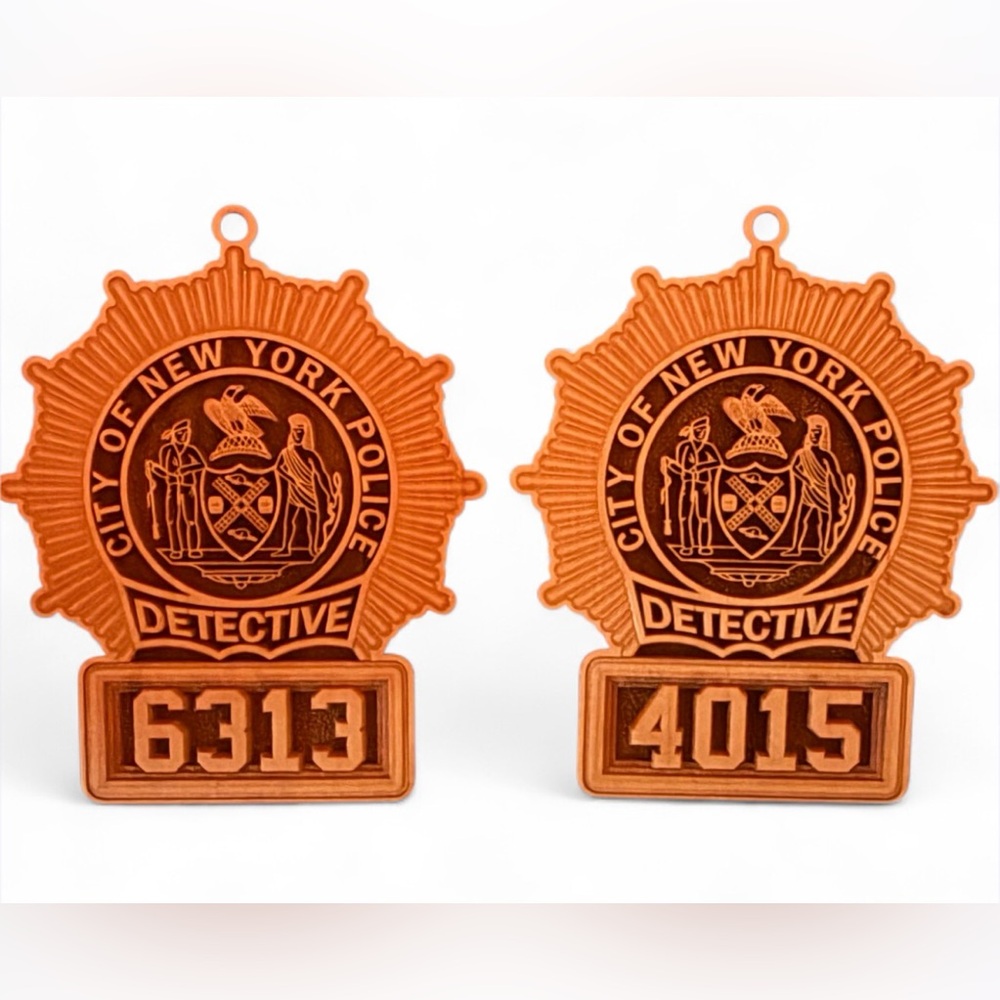 Wooden Maple Ornaments - Law&Order SVU detective badges - Benson and Stabler